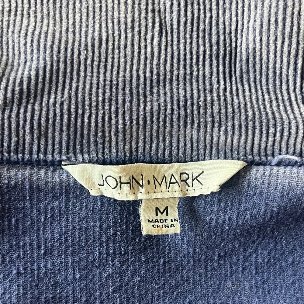 John Mark Jacket Dark Blue Corduroy Beaded Velvet Burnout Sleeves Medium - Picture 2 of 13